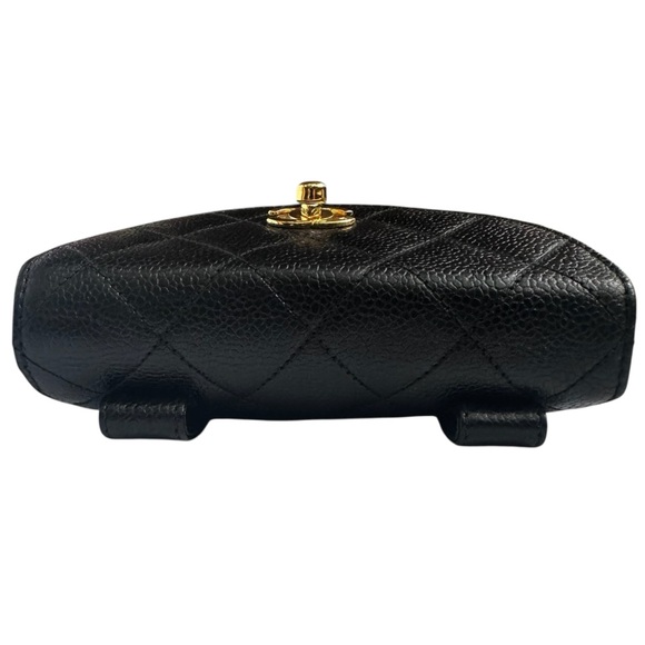 CHANEL Black Quilted Caviar Leather Mini Belt Crossbody Shoulder Bag Vintage 90s - Picture 5 of 16